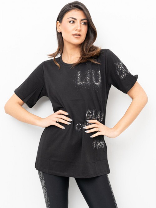 Liu Jo T-shirt Over Con Strass In Cotone Mod. TA4138JS923/ 22222