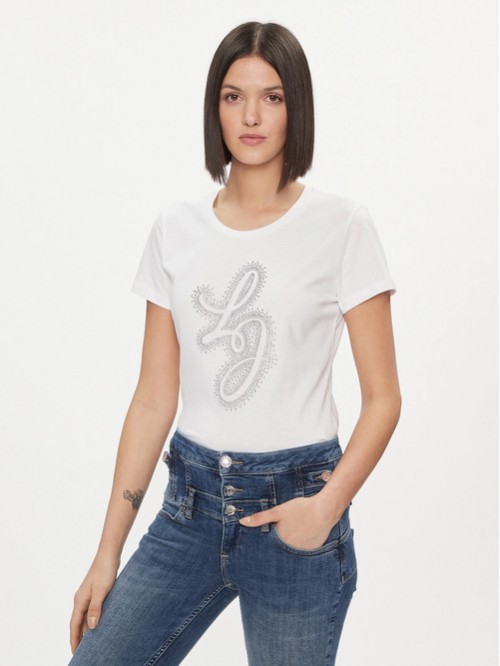 Liu Jo T-shirt Con Stampa Logo In Cotone Mod. WA4051JS923/ Q9980