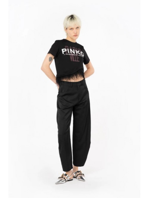Pinko T-shirt Con Stampa E Piume Mod. MARTIGNANO/ Z99