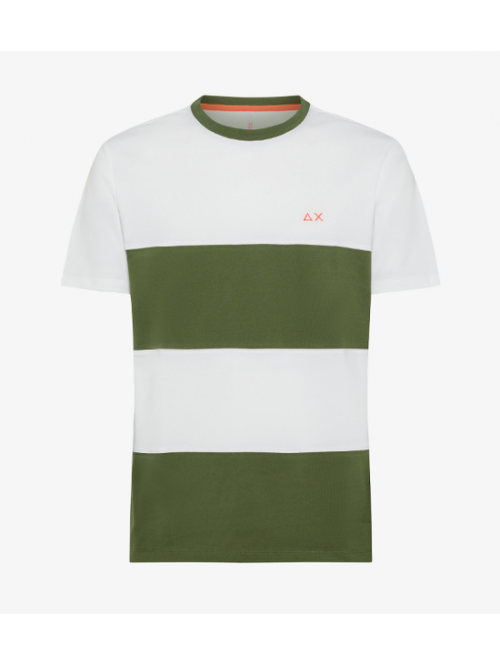 Sun 68 T-Shirt Bicolore Verde E Bianca Mod. T3412673701