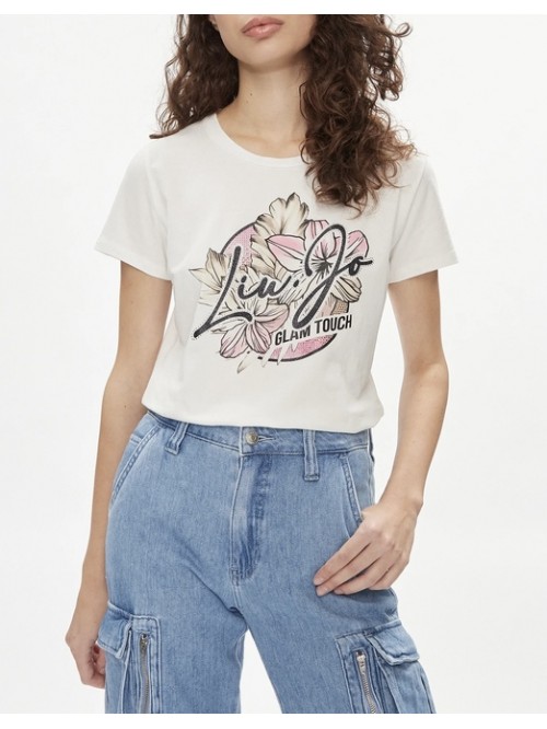 Liu Jo T-shirt Stampa Davanti Con Strass Mod. TA4202JS003/ 10604
