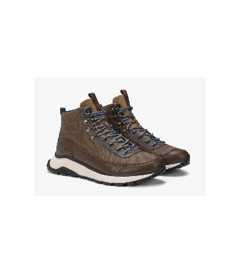 scarpa allacciata in pelle e tessuto