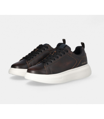 sneakers uomo in pelle marrone