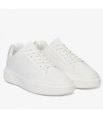 scarpe bianche con tab beige