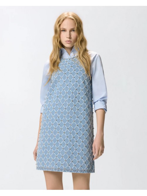 Pinko Abito In Jeans Corto Con Strass Mod. AMORINO/ PJE