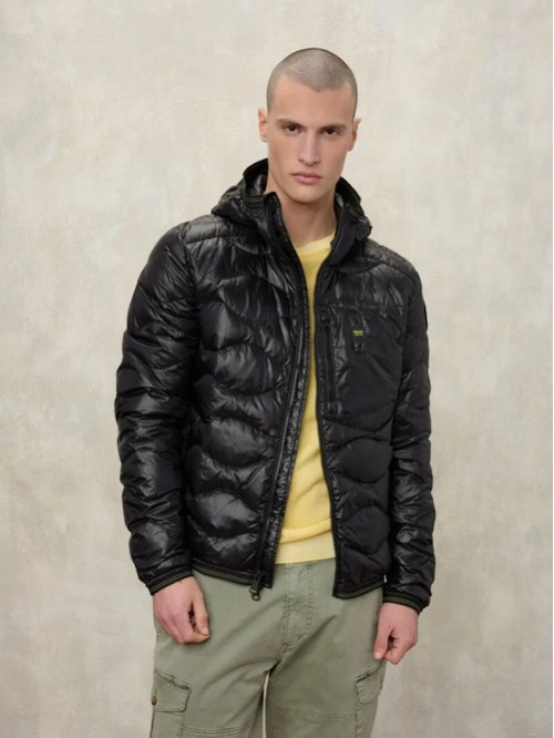 Blauer Piumino Con Logo E Cappuccio Mod. WAVE 03177/ 999