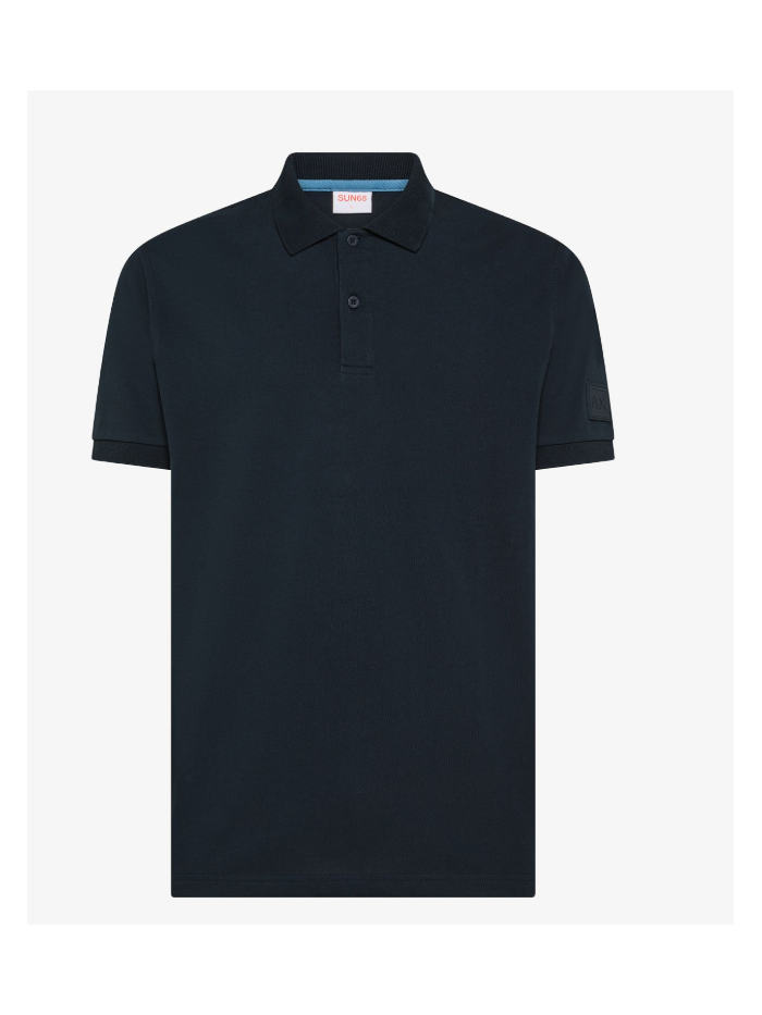 polo blu a manica corta