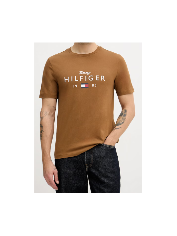 T-shirt con logo color tabacco