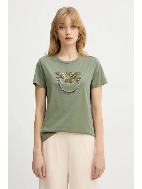 Pinko T-shirt In Cotone Con Paillettes Mod. QUENTIN/ U84