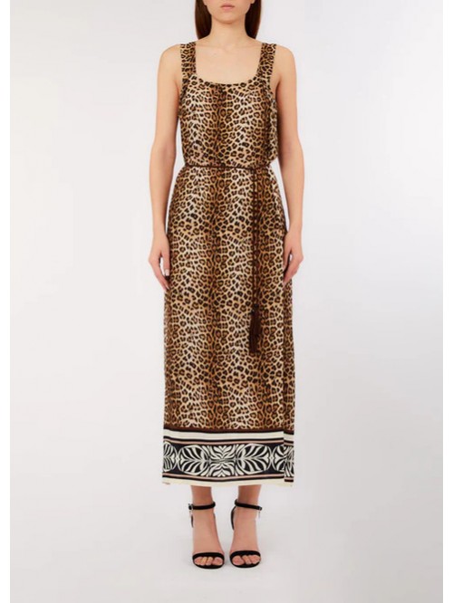 Liu Jo Abito Midi Animalier Con Cintura Mod. VA6049TS123/ V9789