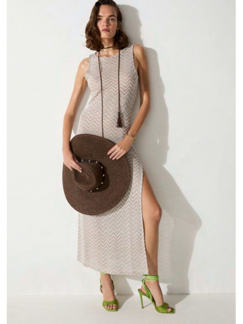 Liu Jo Abito Midi In Fantasia Geometrica Con Spacco Mod. VA6174J3878/ C3945