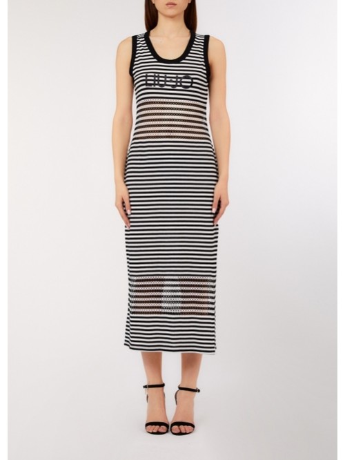 Liu Jo Abito Midi Rigato Con Logo Mod. VA6198J3908/ 09096