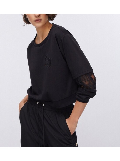 Liu Jo Felpa Con Inserto In Pizzo Mod. TA6282J3855/ 22222