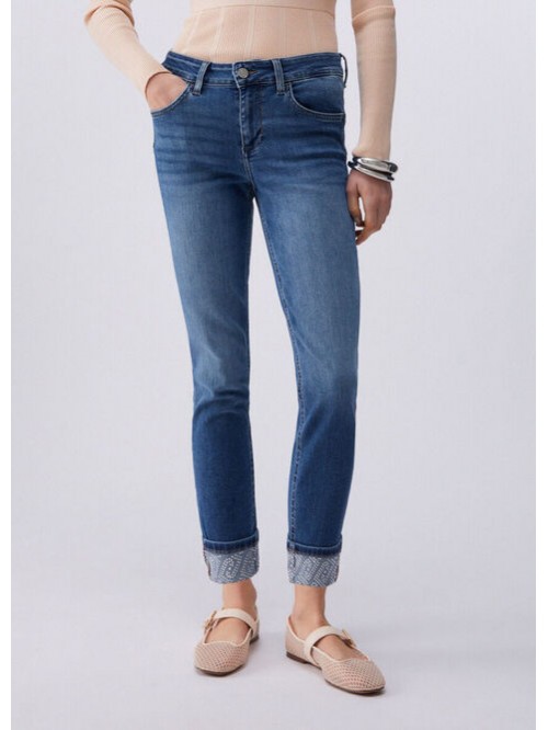 Liu Jo Jeans Skinny Con Risvolto Di Strass Mod. UA6006D0305/ 78967