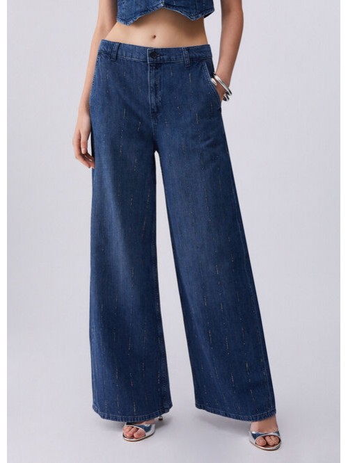 Liu Jo Jeans A Palazzo Con Strass Mod. UA6108D0315/ 78033