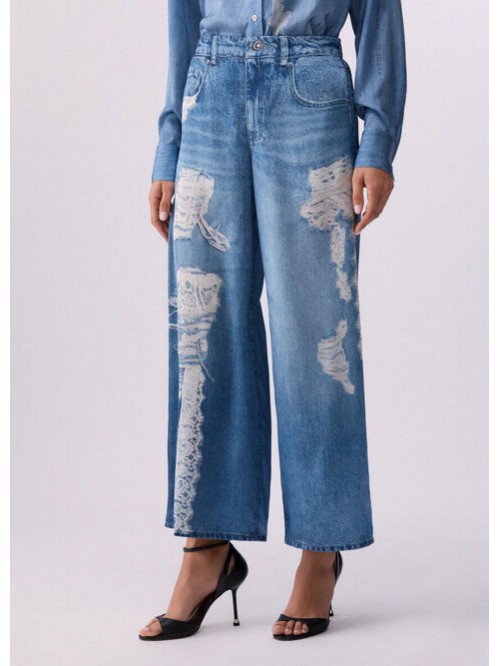 Liu Jo Pantalone Flare In Stampa Digitale Pizzo Mod. UA6312T5958/ 79044