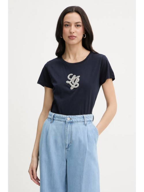 Liu Jo T-shirt Con Logo Di Strass Mod. TA6285JS923/ P9304