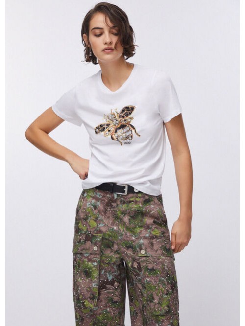 Liu Jo T-shirt In Cotone Con Strass Mod. WA6237JS923/ P9779