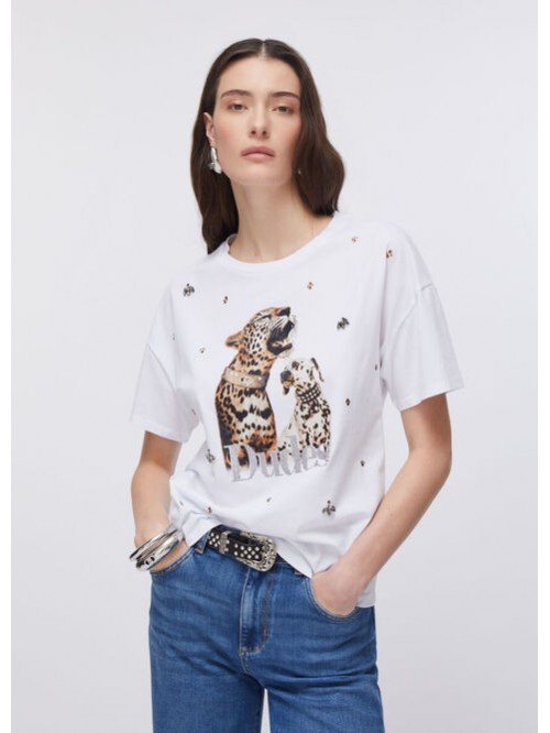 Liu Jo T-shirt Con Stampa E Ricami Mod. WA6331JS904/ P9272