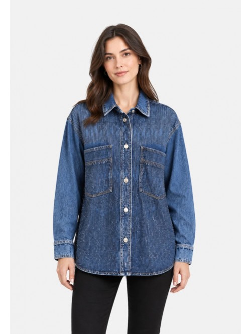 Liu Jo Camicia Di Jeans Con Strass Mod. UF6197D0373/ 79111
