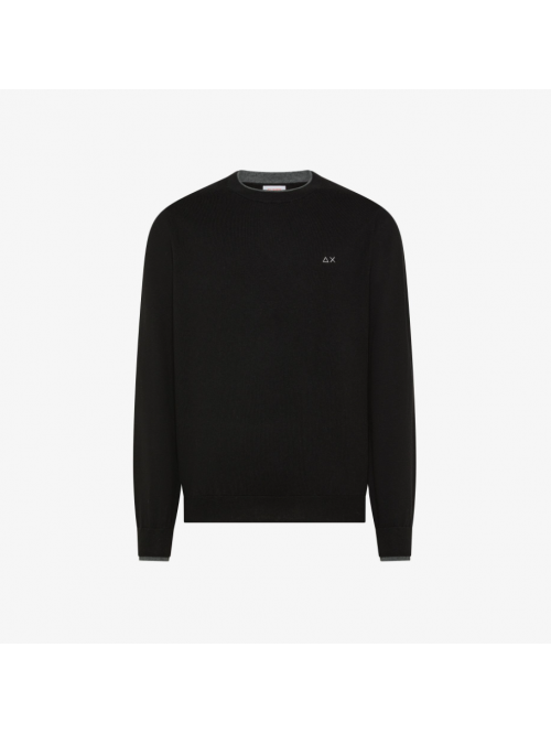 SUN68 Maglia Girocollo In Cotone E Lana Nero K46159/11