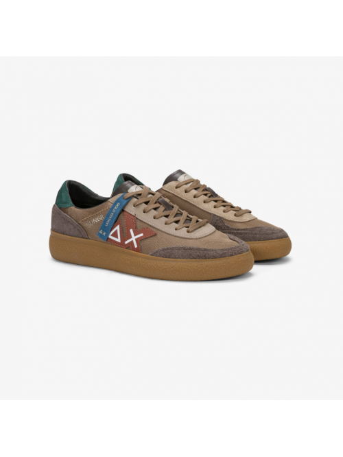 SUN68 Sneaker Luis In Nylon E Suede Marrone Volpe Mod. Z46157/93