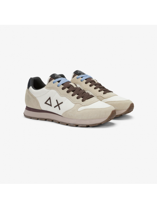 SUN68 Sneaker Tom In Nylon E Suede Bianco Panna Mod. Z46101/31
