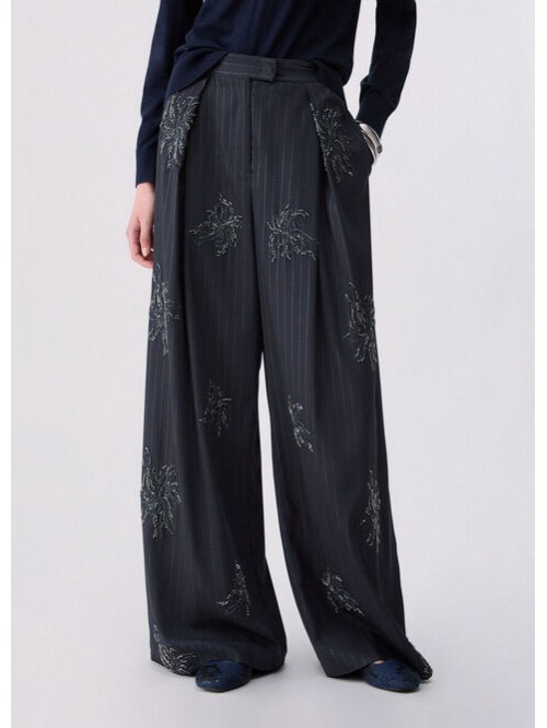 Liu Jo Pantalone A Palazzo Con Strass Mod. CF6085T826A/ D3074
