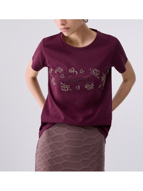 Liu Jo T-shirt Con Strass E Logo Mod. TF6242JS923/ L9307