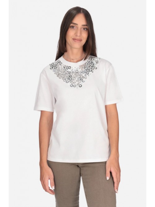 Liu Jo T-shirt In Cotone Con Ricamo Mod. WF6324J0088/ L9540